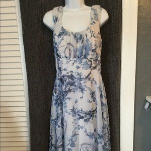 Connected Apparel White & Blue Pattern Dress